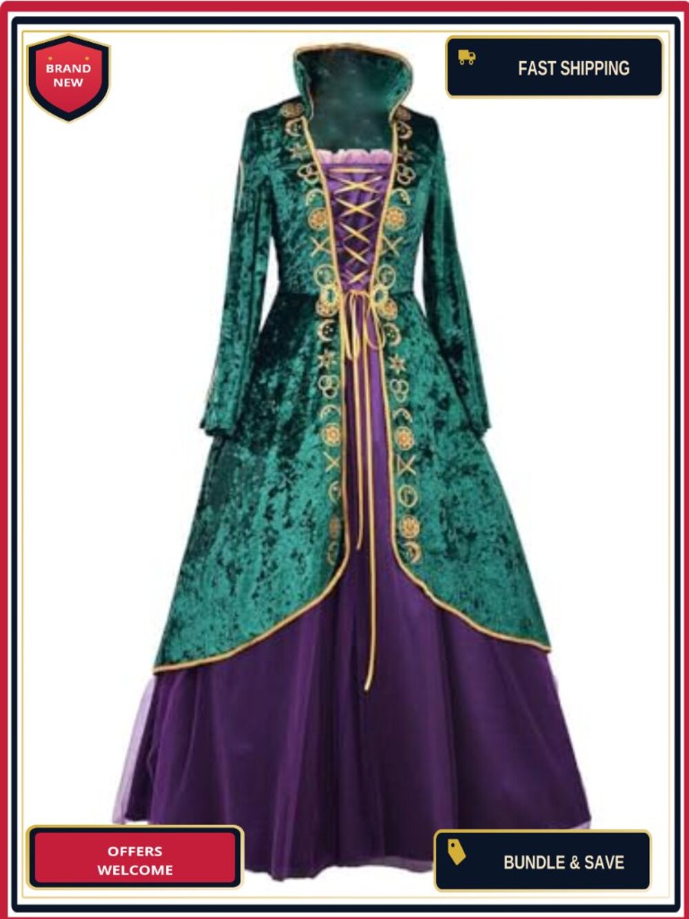 Medieval Velvet Witch Cosplay Costume Dress Adult Plus Size Halloween Robe